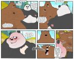  2022 anthro balls belly black_body blush bodily_fluids brown_bear brown_body cartoon_network comic duo english_text food genitals giant_panda grizzly_(wbb) grizzly_bear hi_res male male/male mammal moobs nipples overweight overweight_male panda_(wbb) penis sweat text trashtoonz ursid ursine we_bare_bears white_body 