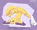  absurd_res ambiguous_gender anthro bandai_namco blonde_hair blue_eyes butt canid canine digimon digimon_(species) female ferocaniz fox hair hi_res humanoid jack-o&#039;_pose mammal nude partial_nudity pinup pose renamon solo 