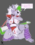  absurd_res anthro anus bodily_fluids breasts butt canid canine canis clothed clothing cybernetics cyborg female five_nights_at_freddy&#039;s five_nights_at_freddy&#039;s:_security_breach genitals hi_res jester_laughie machine mammal musk nipples partially_clothed pussy roxanne_wolf_(fnaf) scottgames solo sweat video_games wolf 
