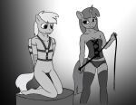 anthro clothing corset cutting_chipset dominant dominant_female equid equine female harness hasbro horn kneeling leggings legwear lingerie male male/female mammal monochrome mostly_nude my_little_pony nude panties pegasus smile solo submissive submissive_male topwear underwear unicorn warskunk_(artist) whip wings 