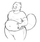  anthro belly belly_squeeze belly_squish canid canine clothed clothing clothing_lift digitalpelican eyes_closed joey_(digitalpelican) male mammal moobs navel raccoon_dog shirt shirt_lift slightly_chubby slightly_chubby_anthro slightly_chubby_male smile smug_grin solo squish tanuki topwear 