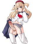  alpha-alf_layla blonde_hair blue_eyes cute futanari garter_belt newhalf sailor_suit senya_sabou small_breasts stockings 