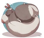 anthro belly big_belly big_breasts big_butt breasts bubble butt cheek_bulge disney female genitals hyper hyper_belly immobile inflation judy_hopps lagomorph leporid looking_back lying mammal nude on_front pussy rabbit short_tail solo teaselbone zootopia 