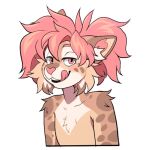  alpha_channel anthro avery_(roanoak) blush brown_body brown_fur felid feline fur hair lynx male mammal nude pink_eyes pink_hair pink_nose roanoak solo spots telegram_stickers tongue tongue_out white_body white_fur 