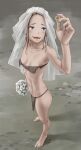  1girl absurdres blue_eyes bouquet bridal_veil genderswap genderswap_(mtf) gollum highres iskanderednaksi jewelry loincloth ring the_lord_of_the_rings tolkien&#039;s_legendarium veil 