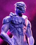  alien bodypaint face_paint kagekave male mass_effect muscular muscular_male nude solo standing turian video_games water wet yellow_eyes 