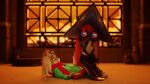  3d_(artwork) absurd_res anthro balpal blender_(software) bovid butt caprine clothed clothing deltarune digital_media_(artwork) duo erection eyewear female female_on_top fireplace fur genitals glasses goat hair half-closed_eyes hat headgear headwear hi_res hot_dogging inside lagomorph leipori leporid male male/female male_on_bottom mammal moji_(paladins) narrowed_eyes night on_bottom on_top paladins penis rabbit raised_tail ralsei red_body red_fur scarf sex undertale_(series) video_games 