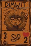  &lt;3 2021 absurd_res anthro blep canid canine canis card digital_media_(artwork) dimmi_(character) dimwitdog domestic_dog empty_eyes female hair hi_res inscryption mammal smile solo tongue tongue_out 