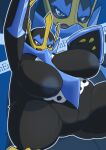  anthro anthrofied areola big_breasts black_body blue_body blush breasts curvy_figure empoleon fdokkaku female grey_eyes hi_res huge_breasts nintendo nude open_mouth pok&eacute;mon pok&eacute;mon_(species) pok&eacute;morph raised_arms solo text thick_thighs video_games voluptuous 