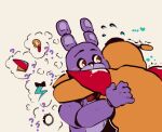  &lt;3 ? absurd_res animatronic anthro blush blush_lines bodily_fluids bonnie_(fnaf) bow_tie brown_body calemonssi confusion crying duo ear_piercing embrace five_nights_at_freddy&#039;s five_nights_at_freddy&#039;s:_security_breach glamrock_freddy_(fnaf) hands_behind_back hi_res hug lagomorph leporid machine male mammal metallic_body piercing purple_body rabbit robot scottgames shoulder_pads simple_background studded_bracelet tears thought_bubble ursid video_games 