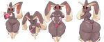  anthro big_butt big_ears breasts brown_body butt butt_focus clothing curvy_figure embarrassed female front_view genitals huge_butt huge_thighs kiseff lagomorph looking_at_butt looking_at_clothing looking_at_object looking_back lopunny mammal multiple_poses nintendo pink_clothing pink_thong pink_underwear pok&eacute;mon pok&eacute;mon_(species) pose pussy putting_on_clothes rear_view small_breasts solo thick_thighs thong underwear video_games voluptuous wide_hips 