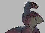  &lt;3 2022 anthro big_breasts breasts colored_nails dinosaur female glacierclear nails nipples nude postosuchus red_nails reptile scalie scar smile solo 