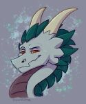  2021 digital_media_(artwork) dragon headshot_portrait hi_res horn icelectricspyro looking_at_viewer portrait red_eyes simple_background smile yellow_sclera 