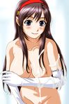  asamiya_athena blue_eyes blush breasts cum cum_on_body cum_on_breasts cum_on_upper_body gloves king_of_fighters kof large_breasts long_hair nude purple_hair smile snk 