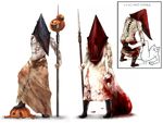  2ch blood dual_persona guro halloween jack-o'-lantern multiple_boys polearm pumpkin pyramid_head sack shimita_(erode) silent_hill_(movie) silent_hill_2 spear translated weapon 