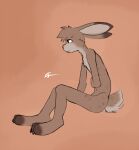  2015 anorexia anthro brown_background brown_body brown_fur ears_back emaciated fur grey_body grey_fur hand_on_stomach hi_res hungry lagomorph leporid long_ears male mammal multicolored_body multicolored_fur navel nude pivoted_ears rabbit ribs roger_(artist) short_tail signature simple_background sitting slim slim_male small_waist solo starving two_tone_body two_tone_fur 