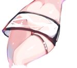  1girl arknights cropped_legs groin miniskirt navel no_panties partially_visible_vulva see-through simple_background skirt solo stomach sukima_(crie) thigh_strap weedy_(arknights) white_background 