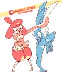  2017 3_fingers animated anthro arms_tied bodily_fluids bouncing_breasts bound breasts butt diives female fingers genitals greninja gynomorph gynomorph/female hi_res humanoid intersex intersex/female long_tongue medicham nintendo on_one_leg oral penis pok&eacute;mon pok&eacute;mon_(species) pseudo_hair sex short_playtime standing sweat thick_thighs tongue tongue_out tonguejob video_games 
