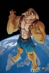  4_toes anthro barefoot big_feet bulge clothed clothing crush earth feet fluffy fur giga growth hi_res lagomorph leporid macro male mammal muscular paws photo_background planet rabbit rasmussen891 size_difference solo syrup_(druss666uk) terra_macro toes 