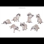  black_nose concept_art disney far_from_the_tree feral grey_body jamwoods mammal marie_(far_from_the_tree) multiple_poses official_art pose procyonid raccoon scar simple_background solo white_background 