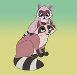  2022 absurd_res baby_boy_(far_from_the_tree) black_nose disney duo far_from_the_tree feral grey_body hi_res hyzenthlayrose mammal marie_(far_from_the_tree) procyonid raccoon simple_background sitting 