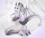  &lt;3_tail 2021 anthro areola biped bottomless bovid breasts butt caprine caprine_demon clothed clothing demon ear_piercing female goat_demon grey_body hair hooves horn kneeling landysh long_hair looking_at_viewer mammal nipple_piercing nipples piercing side_view simple_background solo wings 