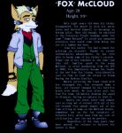  2011 anthro blonde_hair canid canine clothed clothing dipstick_tail english_text eyebrows fingerless_gloves fox fox_mccloud fredryk_phox fully_clothed fur gloves hair handwear looking_at_viewer male mammal markings multicolored_body multicolored_fur nintendo solo star_fox star_fox_the_animated_series tail_markings text thick_eyebrows two_tone_body two_tone_fur video_games 