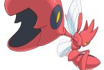  commentary_request from_side highres looking_at_viewer no_humans outstretched_arm pokemon pokemon_(creature) rii_(mrhc7482) scizor sideways_glance simple_background solo white_background yellow_eyes 