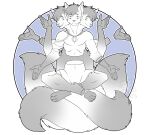  anthro canid canine crossed_legs fox jewelry male mammal multi_arm multi_eye multi_head multi_limb multi_tail necklace rayman_anatomy sitting solo xyluc 