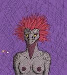  028-mendicantspire 343_industries absurd_res alien anthro avian big_nipples bird breasts bungie ear_piercing ear_ring exposed_breasts female halo_(series) hi_res idle jewelry kel_(028-mendicantspire) kig-yar microsoft nipples piercing purple_background reasts scalie simple_background sketch solo t&#039;vaoan video_games xbox_game_studios yellow_eyes 