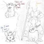  2021 anthro armor biped duo ear_piercing ear_ring ghost_of_a_tale humanoid_hands jads_l_rutan lute male mammal mouse murid murine musical_instrument piercing plucked_string_instrument rat rodent rolo_(ghost_of_a_tale) size_difference string_instrument tilo weapon 