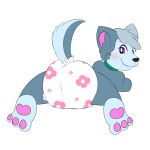  anthro blush butt canid canine canis diaper domestic_dog female happy hi_res husky imces looking_at_viewer mammal nordic_sled_dog solo spitz tammy 