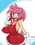 amy_rose anthro big_breasts breasts cleavage clothed clothing eulipotyphlan female hair hedgehog huge_breasts mammal pink_hair pochincoff sega solo sonic_the_hedgehog_(series) swear 