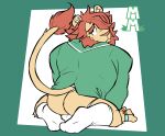  anthro balls bottomless bottomless_male butt clothed clothing embarrassed felid footwear genitals hair hair_over_eye hi_res jockstrap lifewonders lion male mammal mane one_eye_obstructed oz_(tas) pantherine ring shy socks solo tokyo_afterschool_summoners torquewintress underwear video_games 
