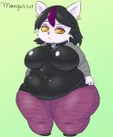  anthro belly big_belly big_breasts black_hair bone breasts catti_(deltarune) clothing collar curvy_figure deep_navel deltarune domestic_cat ear_piercing ear_ring english_text eyeliner eyeshadow felid feline felis female footwear front_view frown fur gaz_membrane hair hi_res highlights_(coloring) huge_breasts huge_hips huge_thighs invader_zim leggings legwear looking_aside love_handles makeup mammal mangosour navel navel_outline nickelodeon obese obese_anthro obese_female orange_eyes overweight overweight_anthro overweight_female piercing purple_highlights shirt short_stack signature skull solo standing text thick_thighs tight_clothing tight_shirt tight_topwear topwear undertale_(series) video_games voluptuous whiskers white_body white_fur wide_hips yellow_sclera 