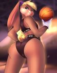  absurd_res anthro ball basketball_(ball) big_butt bottomwear butt clothing female hi_res lagomorph leporid lola_bunny looking_at_viewer looney_tunes mammal neph rabbit solo warner_brothers 