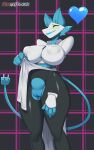  anthro big_breasts blush breasts clothed clothing clothing_lift deltarune dress dress_lift felid feline female front_view genitals hi_res machine mammal nipple_outline no_underwear pussy redwolfxiii robot solo standing tasque_manager undertale_(series) video_games 