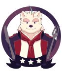  2022 anthro biped clothed clothing cutlery fork kemono kitchen_utensils knife knights_college male mammal necktie paul_(knights_college) polar_bear portrait solo tools tsukigata_rossi ursid ursine video_games visual_novel white_body 