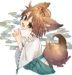  1boy animal_ears blush fox_ears fox_tail hakama japanese_clothes male_focus original pale_skin tail toron_0812 