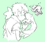  &lt;3 anthro bakamaokun bandai_namco blush clinging digimon digimon_(species) duo henry_wong human human_on_anthro interspecies kissing kissing_cheek male male/male mammal prehensile_ears terriermon 