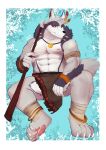  2019 5_fingers abs anthro biceps canine clothed clothing fur hair hi_res male mammal muscular muscular_male nipples pecs rabbitdx26 simple_background solo wolf 