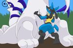  animated animated_gif anus cum feet female from_behind furry gif hetero lucario lugia male open_mouth pokemon sex size_difference soles straight tens0r vaginal 