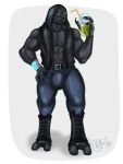  alcohol alien belt beverage clothed clothing cocktail enzozone green_liquid halo_(series) hi_res male microsoft muscular muscular_male neverneverland partially_clothed qarklar sangheili solo straw video_games xbox_game_studios 