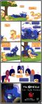  absurd_res applejack_(mlp) blonde_hair blue_body blush clothing comic cowboy_hat dialogue equid equine female female/female feral freckles friendship_is_magic gutovi-kun hair hat headgear headwear hi_res horn horse mammal my_little_pony orange_body plant pony princess_luna_(mlp) tree winged_unicorn wings 