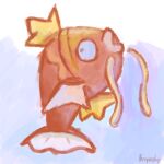  absurd_res ambiguous_gender anthro burgundy_(artist) fish hi_res magikarp mammal marine nintendo open_mouth painting_(artwork) pok&eacute;mon pok&eacute;mon_(species) shading side_view simple_background solo traditional_media_(artwork) video_games 