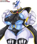  anthro anthrofied areola areola_slip big_breasts blue_body blue_eyes blush breasts cape clothed clothing cosplay curvy_figure female girlsay hi_res huge_breasts legendary_pok&eacute;mon legwear lugia marvel multicolored_body nintendo nipple_outline patreon pok&eacute;mon pok&eacute;mon_(species) pok&eacute;morph portrait simple_background skimpy solo squish standing storm_(marvel) subscribestar text thick_thighs thigh_highs thigh_squish three-quarter_portrait two_tone_body url video_games voluptuous white_background white_body wide_hips x-men 