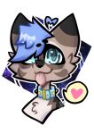  anthro blue_eyes blue_hair bust_portrait character_softie collar digital_media_(artwork) domestic_cat felid feline felis fluffy fluffy_hair hair invalid_tag male mammal minkamoomoo portrait somali_cat spiked_collar spikes tongue tongue_out 