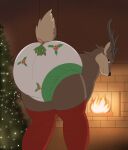  absurd_res anthro butt capreoline cervid christmas clean_diaper clothing diaper diaper_fetish extremius_amphibious hi_res holidays leggings legwear looking_at_viewer looking_back male mammal presenting presenting_hindquarters reindeer solo solo_focus tagme 