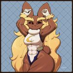  abs anthro black_sclera bodily_fluids breasts brown_body butt clothed clothing digital_media_(artwork) female freepancakes fur hi_res lagomorph leotard lopunny mammal miruko muscular muscular_anthro muscular_female my_hero_academia nintendo pok&eacute;mon pok&eacute;mon_(species) red_eyes simple_background smile solo sweat thick_thighs video_games wide_hips 
