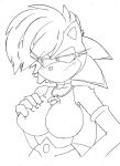  anthro big_breasts breasts clothing dic_entertainment digital_media_(artwork) eulipotyphlan female fur hair hand_on_breast hedgehog hi_res mammal monochrome sega solo sonia_the_hedgehog sonic_the_hedgehog_(series) sonic_underground superbunnygt 